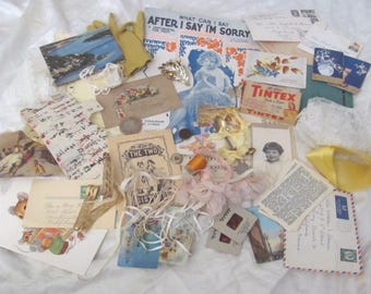 Paper Ephemera Bundle Vintage Inspiration Kit Lot Craft Scrap Book Mixed Media Slow Stitch Textile Journal Junk Collage Collectibles