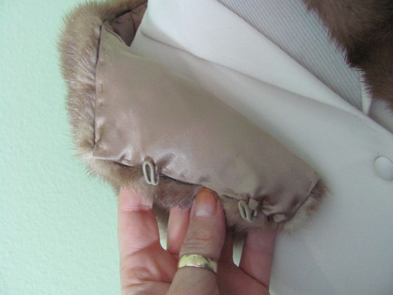 Antique Brown Real Mink Fur Scarf Wrap Shawl Cape… - image 3