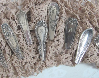 Silver Monogrammed Lapel Pin Scarf Pin Brooch Silverware Spoon Handle Unique Monogram Initial - Your Choice