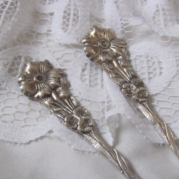 Set of 2 Beautiful Silverware Hair Bun Sticks Picks Pins - 4" Inch 10cm