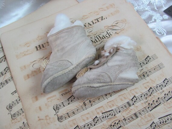 Antique Baby Infant Shoes Boots Booties Leather W… - image 3