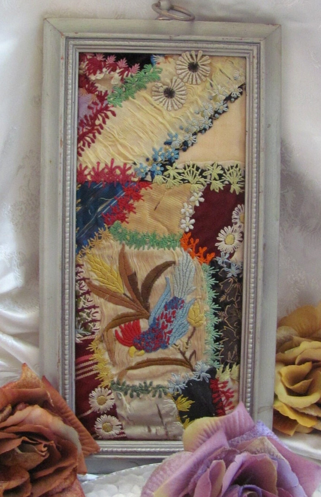 Antique 1880s-1900s Hexagon Crazy Quilt