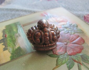 Statement Ring Made with an Antique Bronze Crown Button Adjustable One SIze Fits All  // Many to choose from!!!