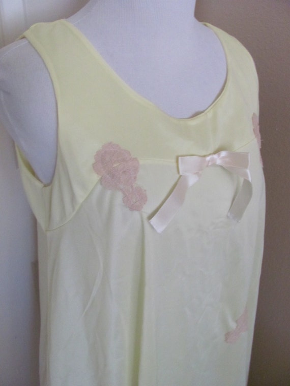 Nightgown Vintage Ladies Yellow Silky Lingerie Pa… - image 2