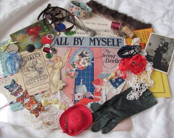 Paper Ephemera Bundle Vintage Inspiration Kit Lot Craft Scrap Book Mixed Media Slow Stitch Textile Journal Junk Collage Collectibles