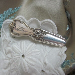 Silver Mono W Lapel Pin Scarf Pin Brooch Silverware Spoon Handle Monogram Initial - Many to choose from in my shop!!!