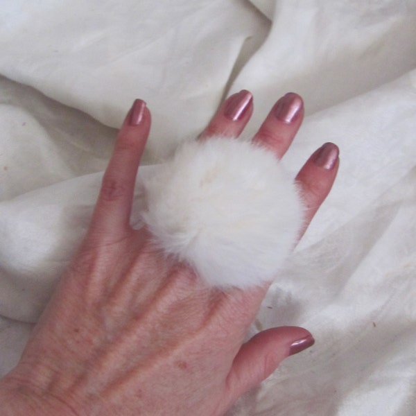 Fur Ring Beautiful White Real Fur Ladies Filagree Ring - More colors and many mink and fur items in my shop