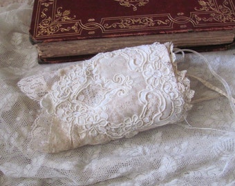 Lace Cuff Bracelet Beautifully Handmade OOAK // Off White Lace Assemblage Embellished Fabric Ribbon Textile Antique Laces Bridal Wedding