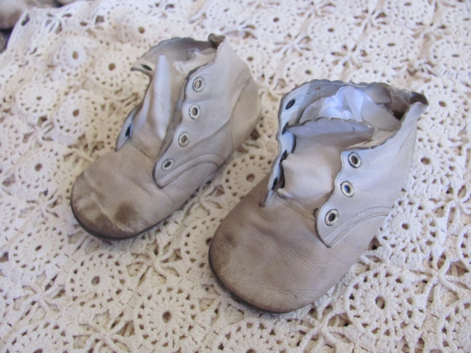 Shoes Antique White Leather Infant Child Shoes Boots Booties | Etsy