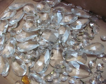 Assorted Cut Faceted Crystals for Chandelier Jewelry Christmas Ornaments // 1.5 Pounds Tear Drop Glass Clear