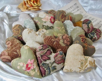 Lot of Assorted Stuffed Heart Mini Pillow // Use for Pin Cushion Door Knob Hanger Key Fob Home Decor // Your choice how many