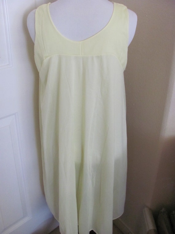 Nightgown Vintage Ladies Yellow Silky Lingerie Pa… - image 3