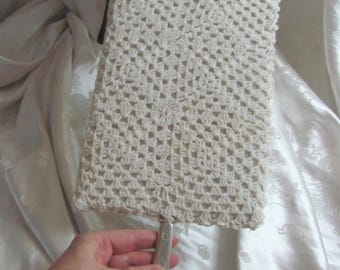 Handmade Hand Fan Crochet Paddle Silver Plate Handle Large Size // Many to choose from in my shop!!!