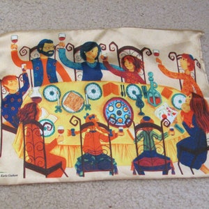 Karla Gudeon Pouch Vintage Yellow Printed Satin 8&quot; x 12&quot;