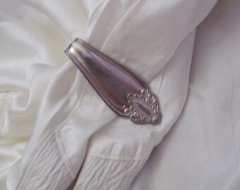 Key Fob Silver Plate Silverware Key Chain Purse Hook Finder - Made from Vintage Antique Spoon Handle