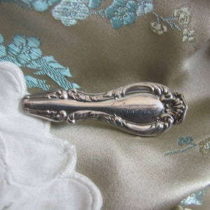 Silver Mono &quot;Florence&quot; Lapel Pin Scarf Pin Brooch Silverware Spoon Handle Monogram Initial - Many to choose from in my shop!!!