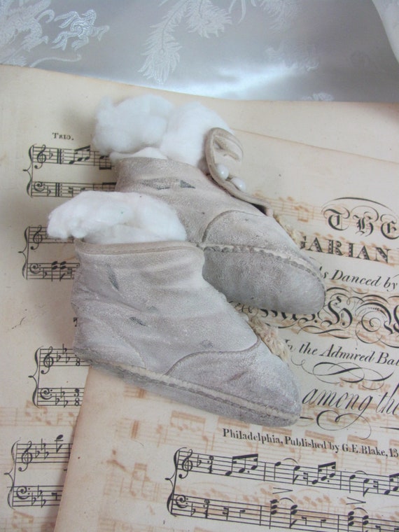 Antique Baby Infant Shoes Boots Booties Leather W… - image 2