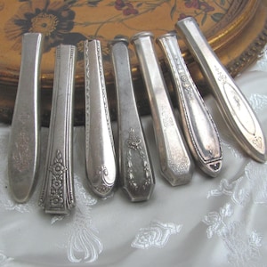Silverware Flower Bud Vase Magnet or Lapel Pin or Pendant  // Made from Old Silver Plate Hollow Handle Knives // Many to choose from!!