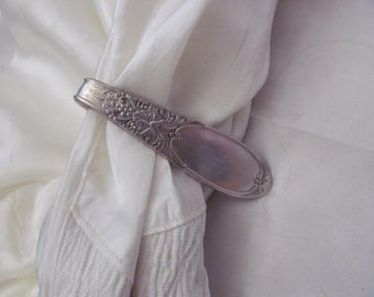 Key Fob Silver Plate Silverware Key Chain Purse Hook Finder - Made from Vintage Antique Spoon Handle