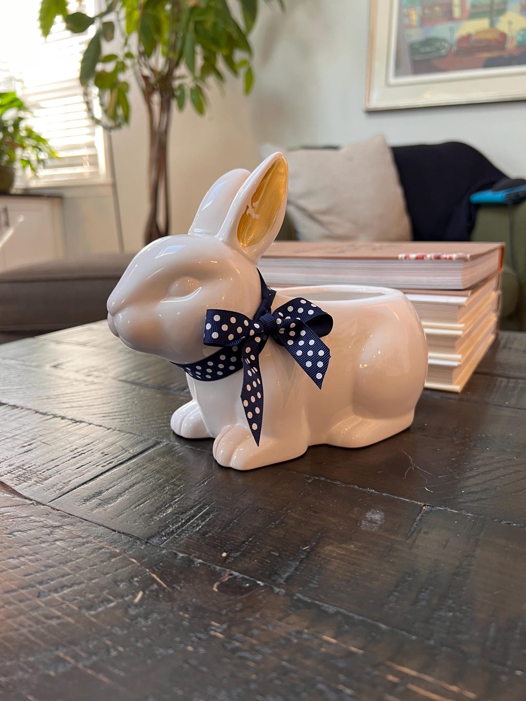 Vintage Ceramic Rabbit Planter Pot With Gold Ears – 1990 Y2K Porch ...
