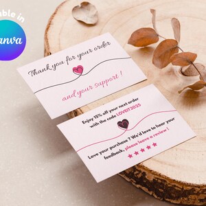 Template Carte de Remerciement A7 - Merci Clients Petite Entreprise - Modèle Canva Personnalisable