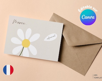 Tarjeta de agradecimiento floral personalizable en Canva, plantilla de tarjeta de agradecimiento para empresas y pequeños negocios, gracias por su pedido.