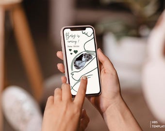 Anuncio de nacimiento digital personalizable, anuncio de embarazo en Canva, mensaje original de anuncio de nacimiento, SMS de anuncio de nacimiento