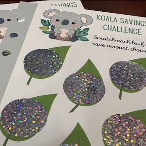 Koala Scratch off savings challenge, themed savings, scratch off