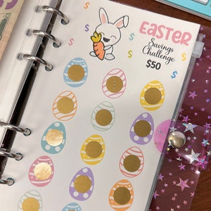Easter eggs scratch off savings challenge, Holiday themed savings, scratch off