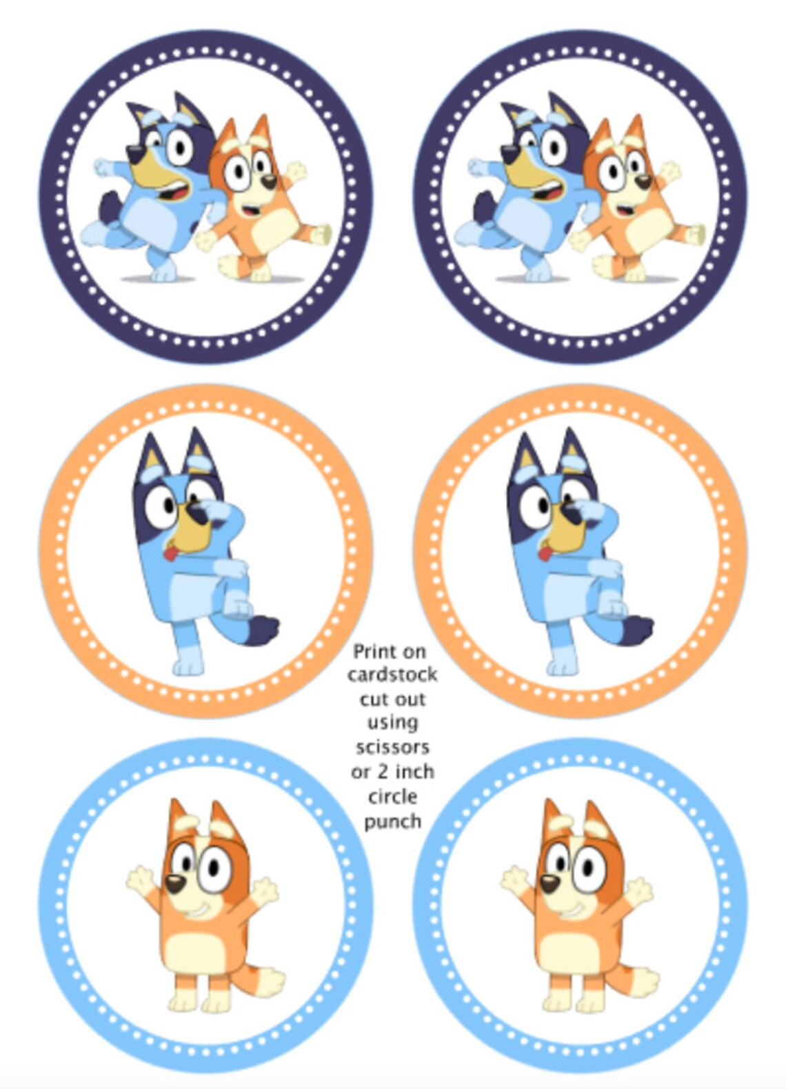 INSTANT DOWNLOAD Bluey Printable Cake Topper Favor Topper Etsy