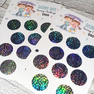 Rainy Day Scratch off savings challenge, themed savings, scratch off