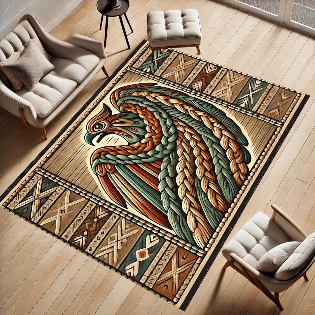 Eagle Rug: Wicker Patterned Animal Rug, Non-slip Home Decor - Etsy