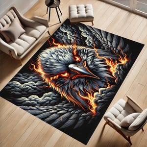 Eagle Rug, Fantastic, Fire, Flame, Spunk, Amazing Design, Framed Rug, Living Room Rug, Animal Rug, Non-Slip Rug, Home Decor, Design, Gift