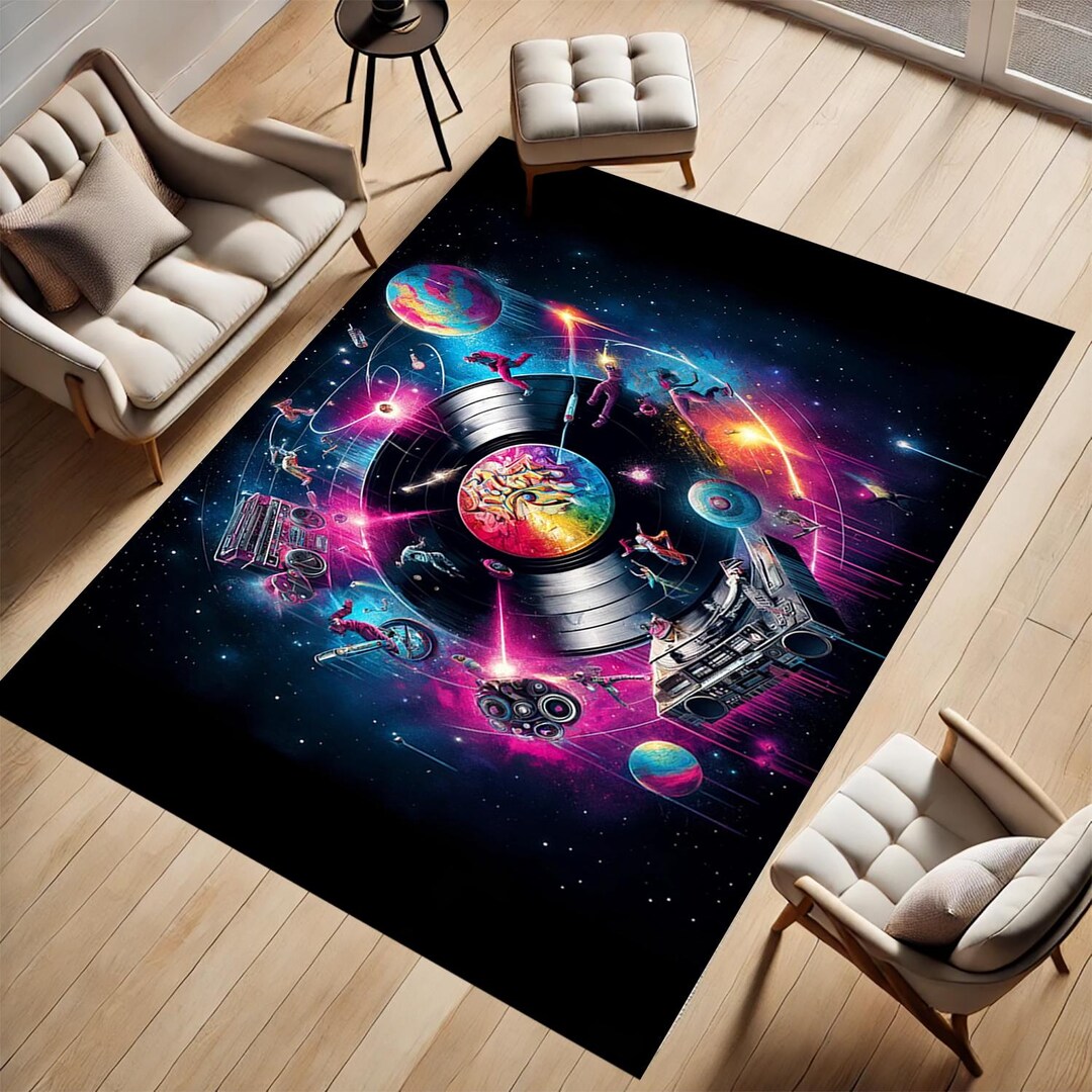 Hip Hop Rug Hip Hop Music Rug: Galaxy Vinyl Record Design, Non-slip - Etsy