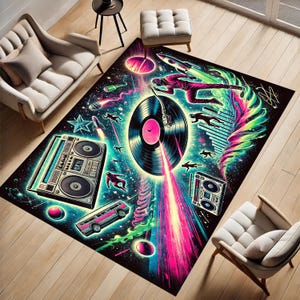 ヒップホップミュージックラグ：滑り止めストリートリズムデザイン