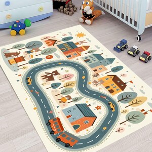 Tapis de jeu City Road Ultra pour enfants, tapis pour enfants carte routière, tapis d'aire de jeu, tapis pour chambre d'enfant, décoration de chambre d'enfant, tapis pour chambre d'enfants, avec taie d'oreiller cadeau