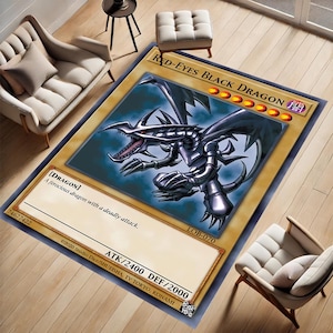 Tapijt jonge kamer, tapijt drakenkaart, gamecardtapijt, rode ogen zwarte draak, retro game, tapijt kinderkamer, tapijt tienerkamer, speelkamer, antislip, cadeau