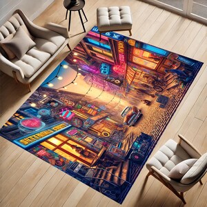 Hip Hop Music Rug: Street Rhythm, Non-Slip Microfiber Polyester