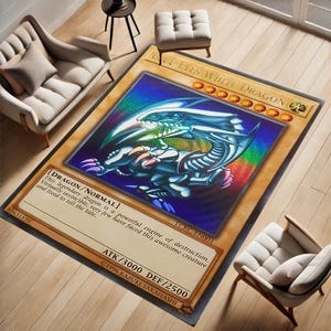 Tapijt jonge kamer, tapijt drakenkaart, gamecardtapijt, rode ogen witte draak, retro game, tapijt kinderkamer, tapijt tienerkamer, speelkamer, antislip, cadeau