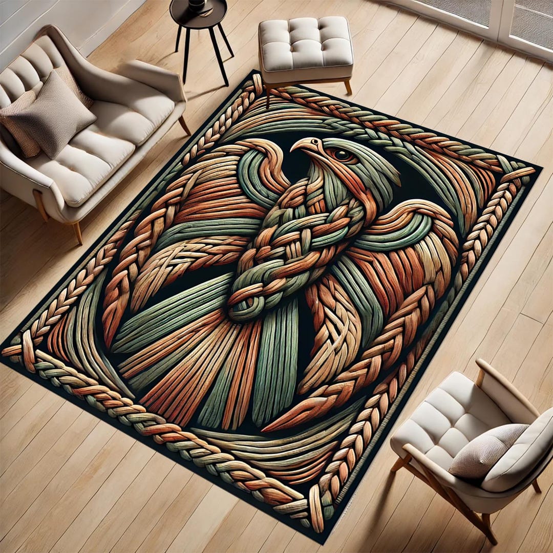 Eagle Rug, Falcon, Wicker Patterned, Hawk, Amazing Design, Framed Rug ...