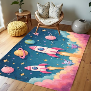 Weltraum Teppich, Teppich für Kinderzimmer, Teppich für Kinder, rutschfest, Kinderteppich, Kinderteppich, Kinderteppich, Kinderzimmerteppich