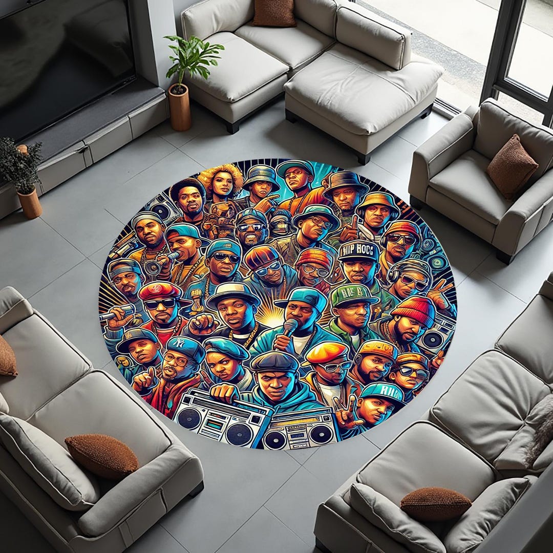Hip Hop Rug Round Rug, Young Room Rug, Music Rug, Hip Hop Rug, Street Rhythm Rug ...