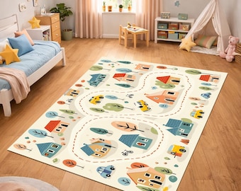Farm Animal Playroom Rug: Colorful Kids Nursery Decor