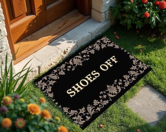 Schuhe aus Fußmatte, Schuhe aus, Einweihungsgeschenk, rutschfeste Matte, Geschenk für ihn, rutschfeste, waschbare Fußmatte, Matte, personalisierte Fußmatte