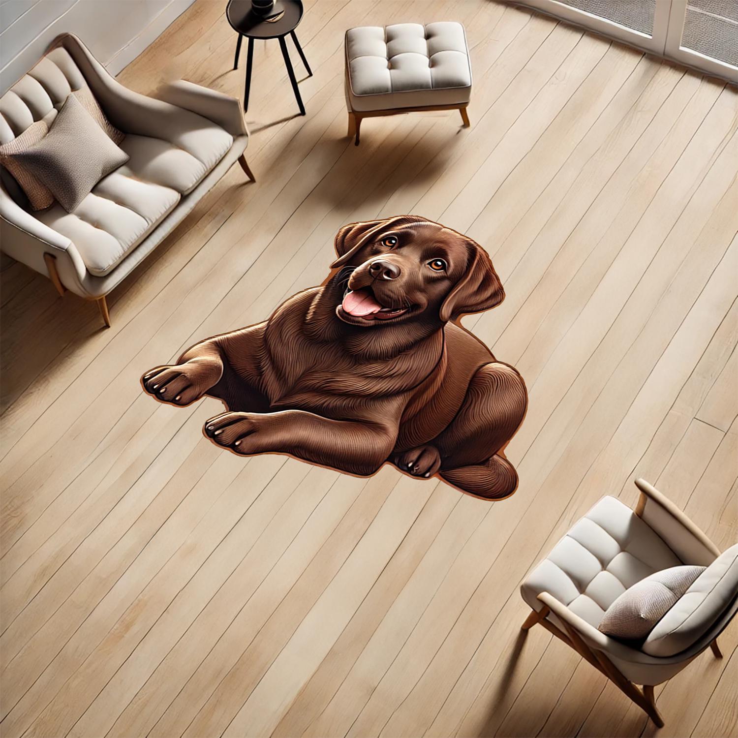 ラブラドールレトリバー型ラグ：茶色の犬柄、滑り止め付き - Etsy 日本