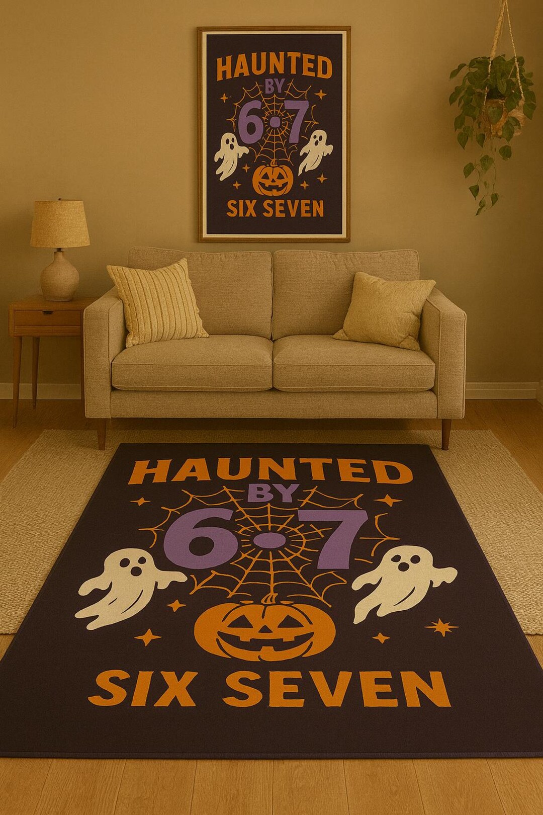 Haunted by 6 7 Meme Rug: Funny Halloween Ghost Rug - Etsy