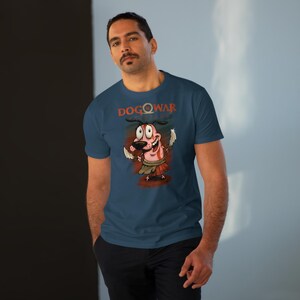 Camiseta "Coraje, el perro cobarde", gráfica para hombre, ropa informal, humorística con el perro de la guerra, regalo único para las fiestas.