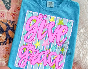 Give Grace PNG Viral Girly Striped Summer Motivational Quotes Trendy Girly Preppy Estética Cute Quote Sublimation DTF Print Summer Vibes