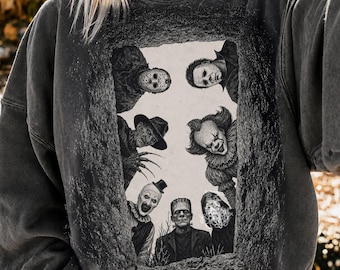 Vintage Classic Horror Characters PNG, Retro Halloween Movies PNG, Scary Movie Shirt Design, Retro Horror Sublimation, Digital Download
