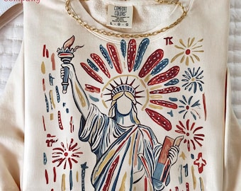 Estatua de la Libertad retro del 4 de julio, Estados Unidos PNG, Diseño PNG del 4 de julio, 4 de julio digital, Bandera de EE. UU., Diseño de camiseta American Girl